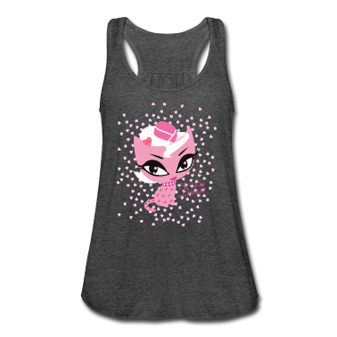 Katzen Tank Top - Pussy Deluxe Pinke Katze mit Herzchen