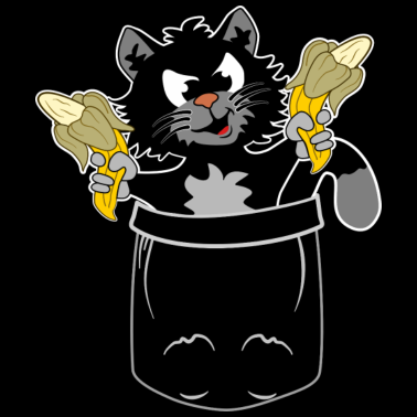 Motiv Katze Kätzchen in Brusttasche schießt mit Bananen