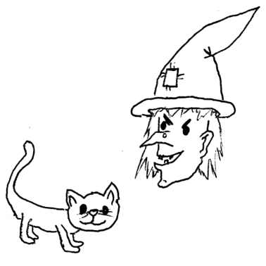 Motiv Hexe mit Katze