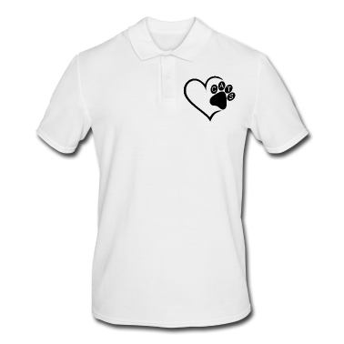 Katzen Poloshirt - Katze Katzen Herz Pfote Haustier Tiere Cat Cats sw