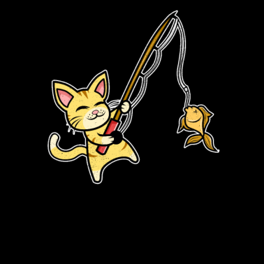 Motiv Angelnde Katze Katzenfreunde