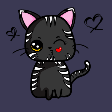 Motiv Kawaii Katze mit Kussmund (schwarz) | Kawaii-Tiere