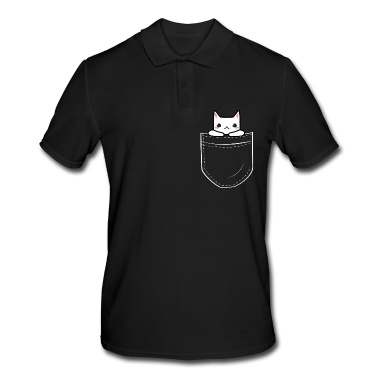 Katzen Poloshirt - Chibi Katze Kawaii in Brusttasche Pocket Geschenk