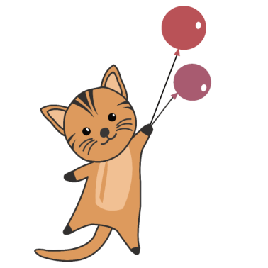Motiv Katze fligt mit Luftballons nach oben süße Tiere