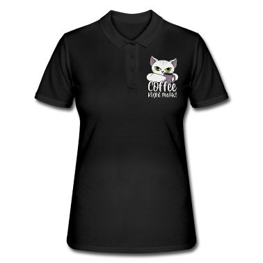 Katzen Poloshirt - Katze lustige Sprüche Kaffee Coffee Right Meow