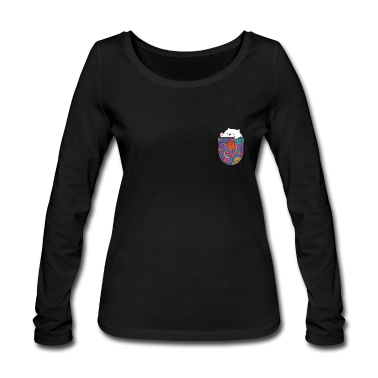 Katzen Langarmshirt - Bongo Katze in Brusttasche Niedliche Katze Tasche