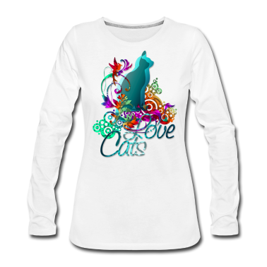 Katzen Langarmshirt - LOVE CATS mit Text