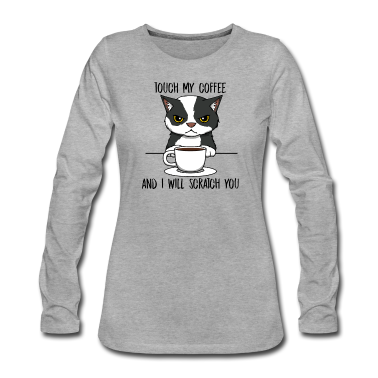 Katzen Langarmshirt - Katze Kaffee Scratch You Monday Kitty Office