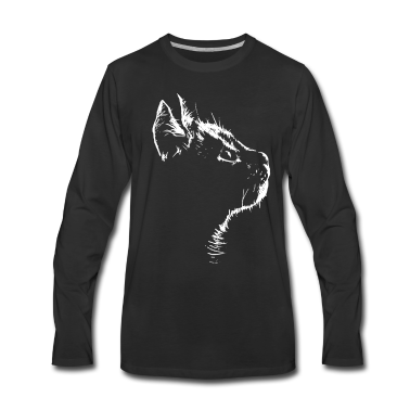 Katzen Langarmshirt - Katzen Gesicht Illustration Zeichnung Silhouette