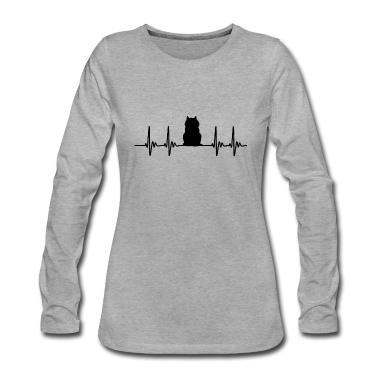 Katzen Langarmshirt - Katze Herzschlag Perserkatze Geschenk