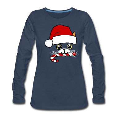 Katzen Langarmshirt - katze weihnachten
