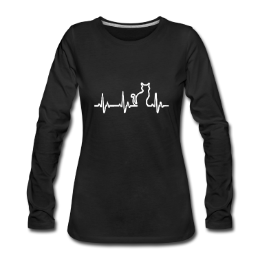 Katzen Langarmshirt - Katze Herzfrequenz