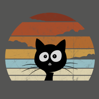 Motiv Funky Retro Style Sunset Lustige Schwarze Katze