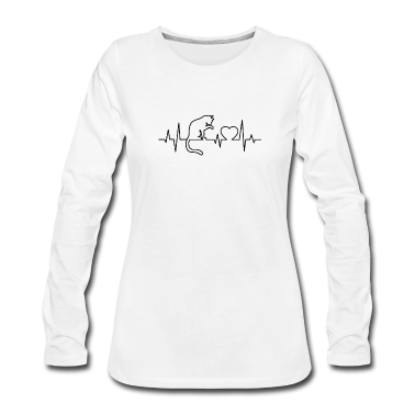 Katzen Langarmshirt - Katze Herzschlag