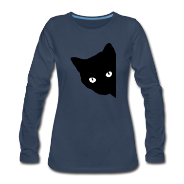 Katzen Langarmshirt - schwarze Katze Geschenk Tierliebe