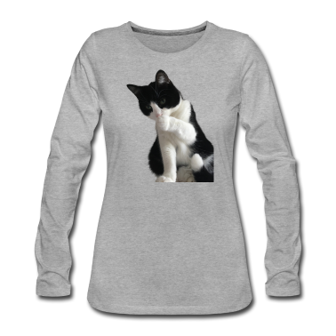 Katzen Langarmshirt - Katze schwarz weiss