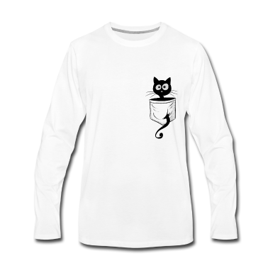 Katzen Langarmshirt - Schwarze Katze Comic Kitty Kätzchen In Tasche