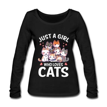 Katzen Langarmshirt - Just A Girl Who Loves Cats I Katzen Mädchen Liebe