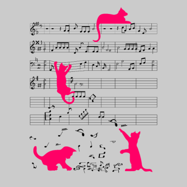 Motiv Niedliche Katze Musiknote Musiker Pink