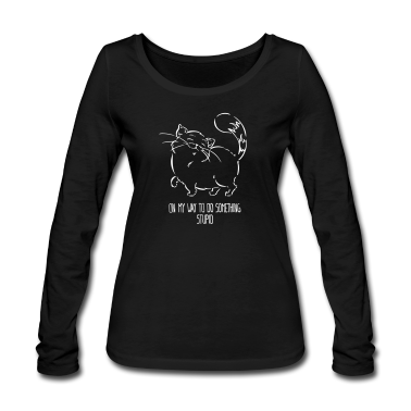 Katzen Langarmshirt - Katze Nö ''on my way to do something stupid'' weiß