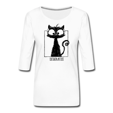 Katzen Langarmshirt - Lesekatze Lesen & Katze mit Brille Bücher Lesen