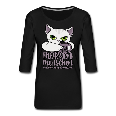 Katzen Langarmshirt - Ich hasse Morgenmenschen und Morgen und Menschen