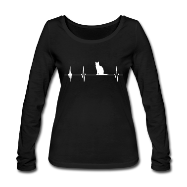 Katzen Langarmshirt - Herzschlag Katze EKG Puls
