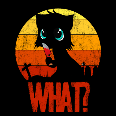 Motiv Mörderische schwarze süße Katze Was mit Messer verfolgt