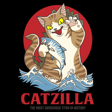 Motiv Catzilla Katze beim Angeln