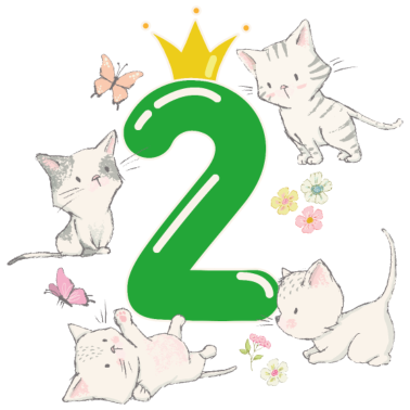 Motiv Geburtstag 2 Jahre Junge Mädchen Zahl Katze Krone