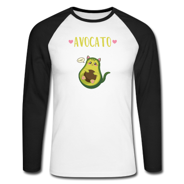 Katzen Langarmshirt - Kawaii Avocado als Katze sagt Toast | Avocato