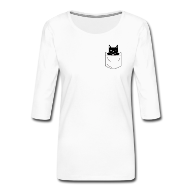 Katzen Langarmshirt - Katze in der Brusttasche