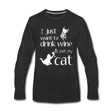 Katzen Langarmshirt - Katze Weintrinker