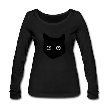 Katzen Langarmshirt - Katze, schwarze katze, katzenkopf
