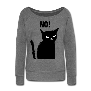 Katzen Langarmshirt - No Nein Nop Mürrische Lustige Katze Hasst Menschen