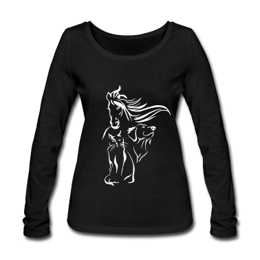 Katzen Langarmshirt - Süßes Hund Katze Pferd Silhouette Mähne Geschenk