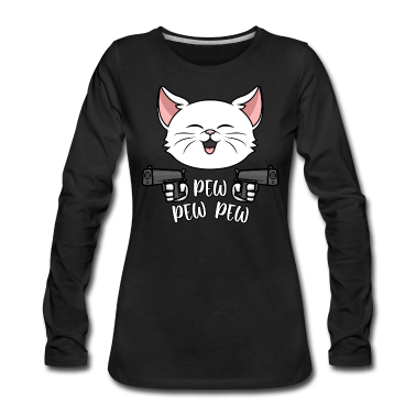 Katzen Langarmshirt - Pew Pew Madafakas