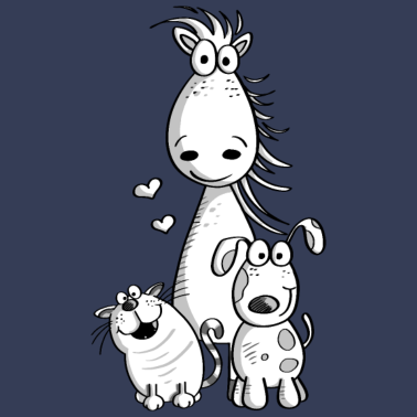 Motiv Beste Freunde I Pferd Hund Katze Comic