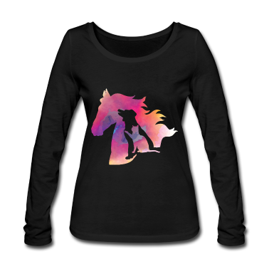 Katzen Langarmshirt - Haustiere Hund Katze Pferd buntes Design T-Shirt