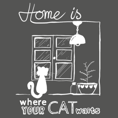 Motiv Home Is Where Your Cat Waits (weiß)