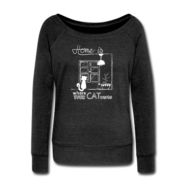 Katzen Langarmshirt - Home Is Where Your Cat Waits (weiß)