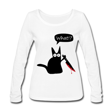 Katzen Langarmshirt - Katze Messer Blut Halloween what