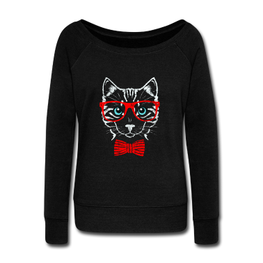 Katzen Langarmshirt - Katze Brille