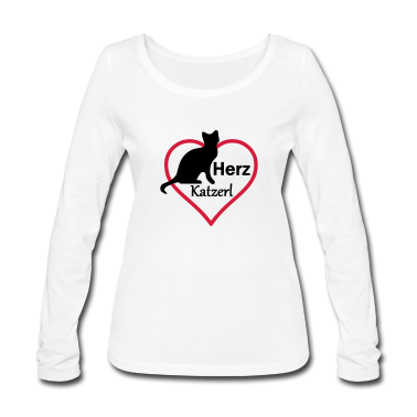 Katzen Langarmshirt - Herz Katzerl Katze Tier Haustier Liebe Geschenk