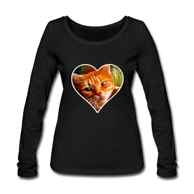 Katzen Langarmshirt - Katzenherz Katze Tier Haustier Liebe Geschenk