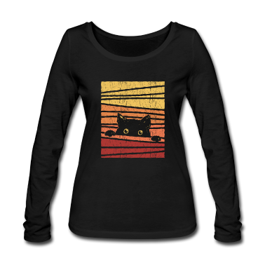 Katzen Langarmshirt - Schwarze Katze