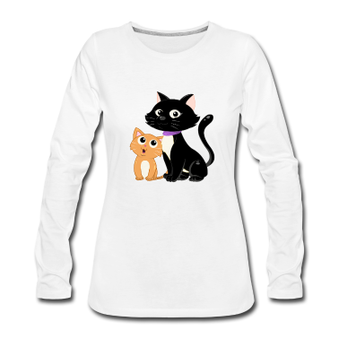 Katzen Langarmshirt - Katze mit Katzenbaby