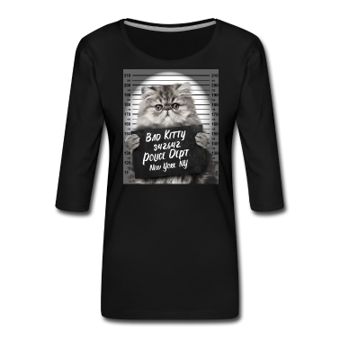 Katzen Langarmshirt - Böse Katze Polizeifoto Kätzchen Knast Gefängnis