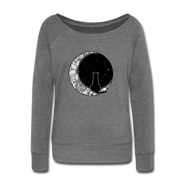 Katzen Langarmshirt - Katze am Mond
