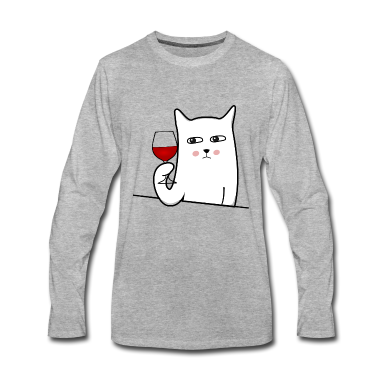 Katzen Langarmshirt - Katze mit Weinglas Geschenk Katenliebhaber Rotwein